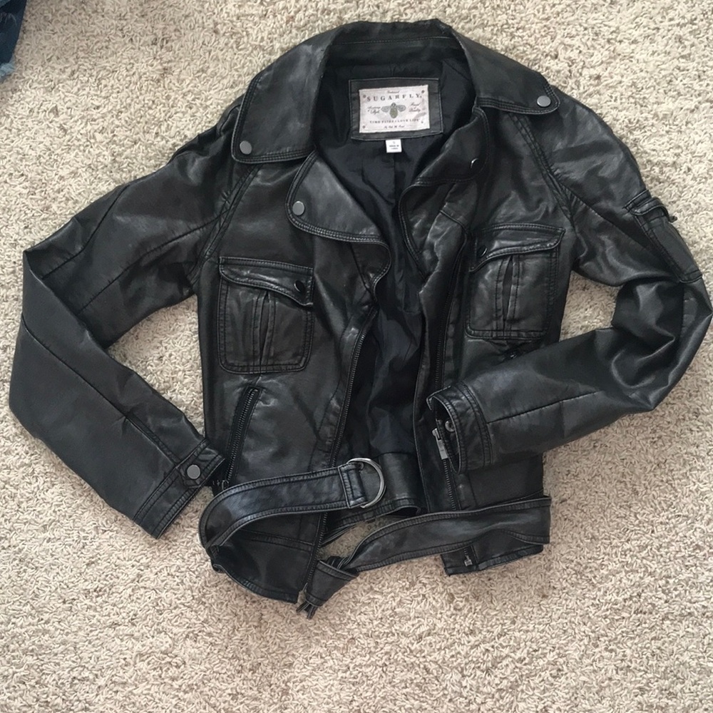 Sugar fly really nice leather jacket with pockets